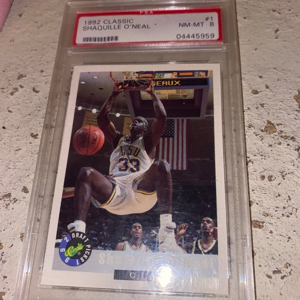 1992 Classic Shaquille O’Neil LSU Basketball Trading Card PSA 8